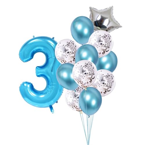 Patenfolie, 1 Sternfolie, 5 Stück Konfetti und 5 einfarbige Luftballons, Combo mit gratis 10 m, Band für Party-Dekoration für Innen- und Außendekoration (Blau, Nr. 3) von GODFATHER LTD PARTY EVERY DAY