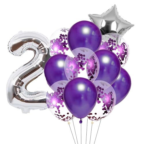 Patenfolie, 1 Sternfolie, 5 Stück Konfetti und 5 einfarbige Luftballons, Combo mit gratis 10 m. Band für Party-Dekoration für Innen- und Außendekoration, Lila, Nr. 2 von GODFATHER LTD PARTY EVERY DAY