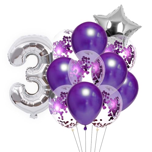 Patenfolie, 1 Sternfolie, 5 Stück Konfetti und 5 einfarbige Luftballons, Combo mit gratis 10 m. Band für Party-Dekoration für Innen- und Außendekoration, Lila, Nr. 3 von GODFATHER LTD PARTY EVERY DAY