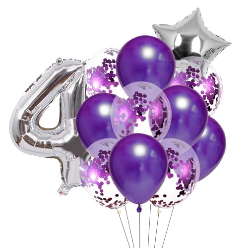 Patenfolie, 1 Sternfolie, 5 Stück Konfetti und 5 einfarbige Luftballons, Combo mit gratis 10 m. Band für Party-Dekoration für Innen- und Außendekoration, Lila, Nr. 4 von GODFATHER LTD PARTY EVERY DAY