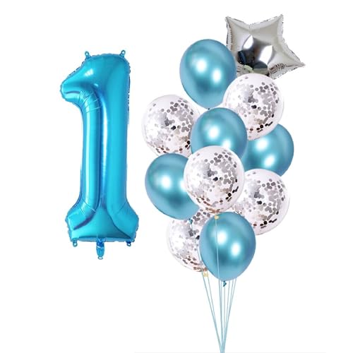 Patenfolie, 1 Sternfolie, 5 Stück Konfetti und 5 einfarbige Luftballons, Combo mit gratis 10 m. Band für Party-Dekoration für Innen- und Außendekoration (Blau, Nr. 1) von GODFATHER LTD PARTY EVERY DAY