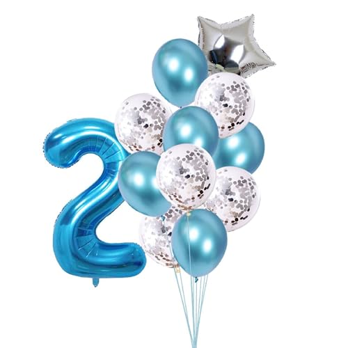 Patenfolie, 1 Sternfolie, 5 Stück Konfetti und 5 einfarbige Luftballons, Combo mit gratis 10 m. Band für Party-Dekoration für Innen- und Außendekoration (Blau, Nr. 2) von GODFATHER LTD PARTY EVERY DAY
