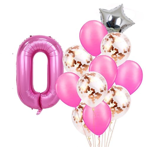 Patenfolie, 1 Sternfolie, 5 Stück Konfetti und 5 einfarbige Luftballons, Combo mit gratis 10 m. Band für Party-Dekoration für Innen- und Außendekoration (Rosa, Nr. 0) von GODFATHER LTD PARTY EVERY DAY