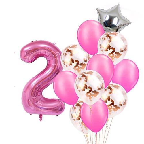 Patenfolie, 1 Sternfolie, 5 Stück Konfetti und 5 einfarbige Luftballons, Combo mit gratis 10 m. Band für Party-Dekoration für Innen- und Außendekoration (Rosa, Nr. 2) von GODFATHER LTD PARTY EVERY DAY