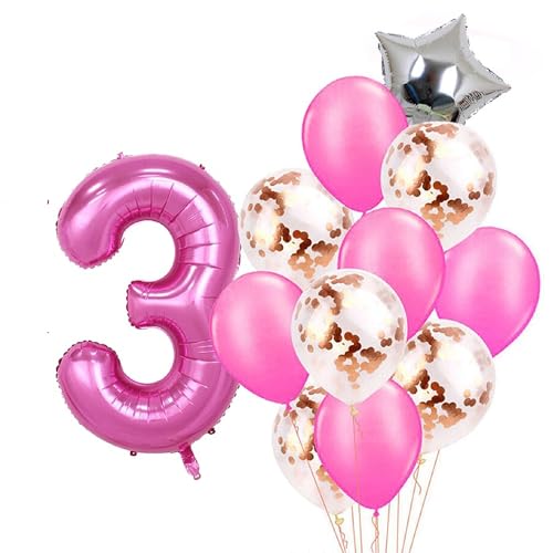 Patenfolie, 1 Sternfolie, 5 Stück Konfetti und 5 einfarbige Luftballons, Combo mit gratis 10 m. Band für Party-Dekoration für Innen- und Außendekoration (Rosa, Nr. 3) von GODFATHER LTD PARTY EVERY DAY