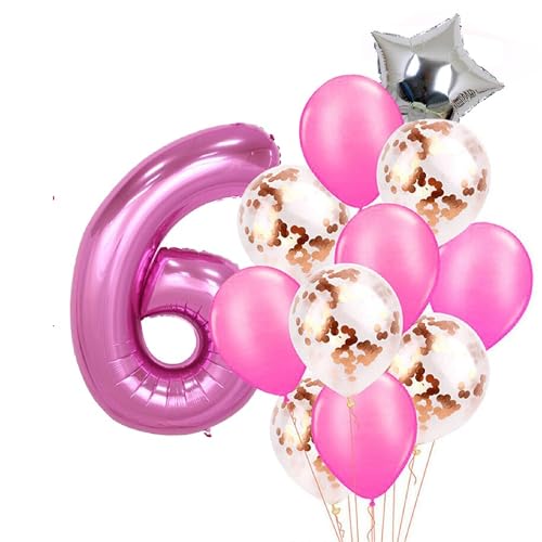 Patenfolie, 1 Sternfolie, 5 Stück Konfetti und 5 einfarbige Luftballons, Combo mit gratis 10 m. Band für Party-Dekoration für Innen- und Außendekoration (Rosa, Nr. 6) von GODFATHER LTD PARTY EVERY DAY