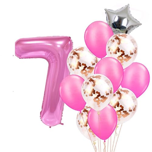 Patenfolie, 1 Sternfolie, 5 Stück Konfetti und 5 einfarbige Luftballons, Combo mit gratis 10 m. Band für Party-Dekoration für Innen- und Außendekoration (Rosa, Nr. 7) von GODFATHER LTD PARTY EVERY DAY