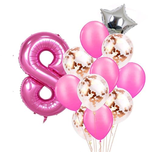 Patenfolie, 1 Sternfolie, 5 Stück Konfetti und 5 einfarbige Luftballons, Combo mit gratis 10 m. Band für Party-Dekoration für Innen- und Außendekoration (Rosa, Nr. 8) von GODFATHER LTD PARTY EVERY DAY