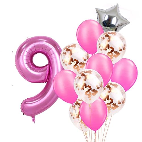Patenfolie, 1 Sternfolie, 5 Stück Konfetti und 5 einfarbige Luftballons, Combo mit gratis 10 m. Band für Party-Dekoration für Innen- und Außendekoration (Rosa, Nr. 9) von GODFATHER LTD PARTY EVERY DAY