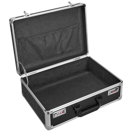 GODLONSEN Aufbewahrungsschlossbox, 43 x 31 x 16 cm, Tragbare Aufbewahrungsboxen mit Zwei Zahlenschlössern, Schlossboxen für Persönliche Gegenstände, Bargeld, Medizinbox, Aktentasche–Schwarz von GODLONSEN