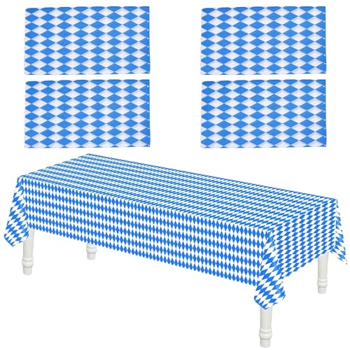 GOEDCH 4 Stück Oktoberfest Tischtuch: 137 x 274 cm Blau Weiß Diamanten Wasserdicht Bayerische Tischdecken, Einweg Oktoberfest Bayerische Tischdeko für Bierzelten Haushalt Catering Oktoberfest GOEDCH 4 Stück Oktoberfest Tischtuch: 137 x 274 cm Blau Weiß Diamanten Wasserdicht Bayerische Tischdecken, Einweg Oktoberfest Bayerische Tischdeko für Bierzelten Haushalt Catering Oktoberfest von GOEDCH