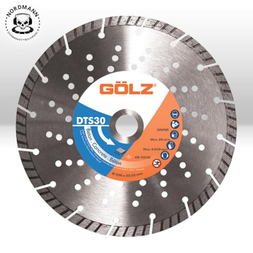 GÖLZ Diamant Trennscheibe DTS30 Ø230 x 22,23 mm, Diamantscheibe für Beton, Waschbeton, Ziegel, harter Klinker, Stein-Universal, Premium Qualität Made in Germany GÖLZ Diamant Trennscheibe DTS30 Ø230 x 22,23 mm, Diamantscheibe für Beton, Waschbeton, Ziegel, harter Klinker, Stein-Universal, Premium Qualität Made in Germany von GÖLZ