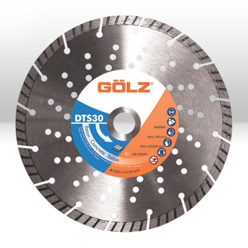 GÖLZ Diamant Trennscheibe DTS30 Ø230 x 22,23 mm, Diamantscheibe für Beton, Waschbeton, Ziegel, harter Klinker, Stein-Universal, Premium Qualität Made in Germany von GÖLZ