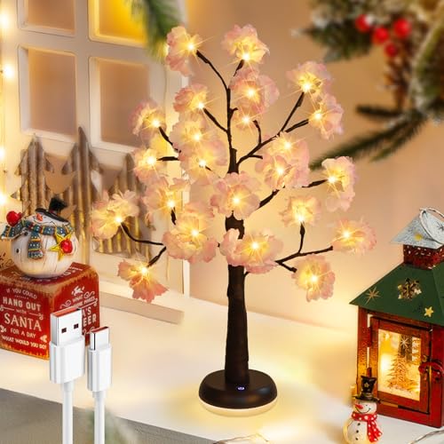 Beleuchteter Kirschblütenbaum, 24-LED-Lichter, künstliche rosa Kirschblüten Tischdekoration, märchenhaftes Nachtlicht, verwendet für Heimdekoration, Nachttisch, Hochzeit, Wohnzimmer, Restaurant Beleuchteter Kirschblütenbaum, 24-LED-Lichter, künstliche rosa Kirschblüten Tischdekoration, märchenhaftes Nachtlicht, verwendet für Heimdekoration, Nachttisch, Hochzeit, Wohnzimmer, Restaurant von GOESWELL