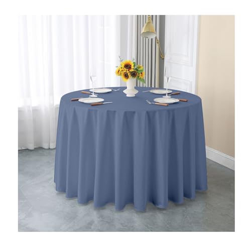 GOEXCPL Einfarbige runde Satin-Tischdecke Verdicken Glatter Stoff Geeignet für Restaurants, Hotels, Hochzeiten und Partys Maschinenwaschbar, Blau-4, Durchmesser 200 cm von GOEXCPL