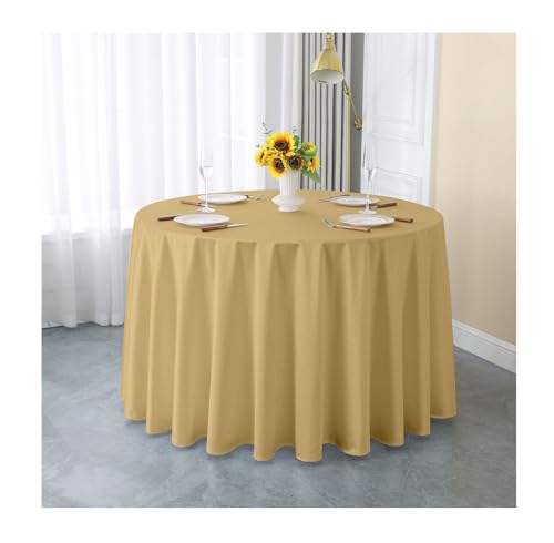 GOEXCPL Einfarbige runde Satin-Tischdecke Verdicken Glatter Stoff Geeignet für Restaurants, Hotels, Hochzeiten und Partys Maschinenwaschbar, Gelb-2, Durchmesser 200 cm von GOEXCPL