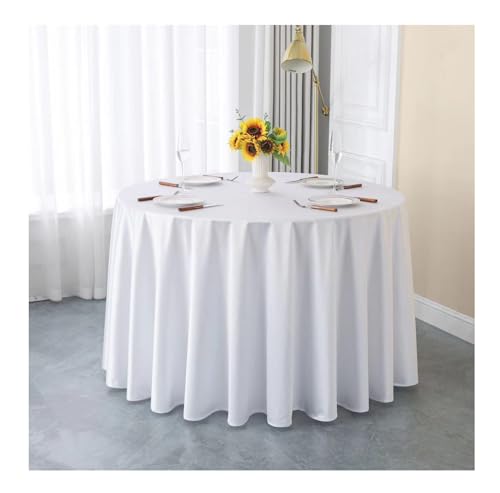 GOEXCPL Einfarbige runde Satin-Tischdecke Verdicken Glatter Stoff Geeignet für Restaurants, Hotels, Hochzeiten und Partys Maschinenwaschbar, weiß, Durchmesser 200 cm von GOEXCPL