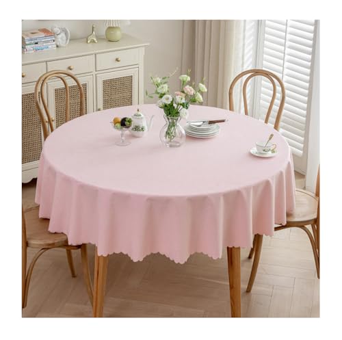 GOEXCPL Fleckabweisende runde Tischdecke,Wasserdicht beschichtete Tischdecke,Leicht zu reinigen, Pink Durchmesser 180 cm von GOEXCPL