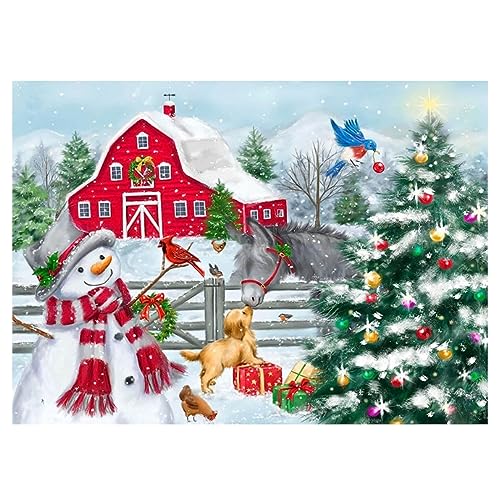 GOGHSCEK Diamond Painting Bilder Weihnachten, 5D Diamond Painting Diamant Painting Bilder Erwachsene Schneemann, DIY Diamant Malerei Bilder Erwachsene Set 30x40cm Schneemann Landschaft für Dekoration von GOGHSCEK