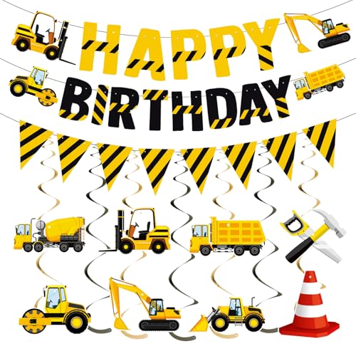 Vorbespannte Bau-Party-Dekoration, Bau-Geburtstagsbanner und Fahrzeug-LKW-Girlande, Bauauto, LKW, Happy Birthday-Partyzubehör für Kinder, Jungen, Babyparty Vorbespannte Bau-Party-Dekoration, Bau-Geburtstagsbanner und Fahrzeug-LKW-Girlande, Bauauto, LKW, Happy Birthday-Partyzubehör für Kinder, Jungen, Babyparty von GOGOBAY