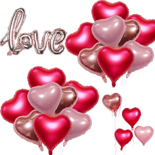 GOGOLAN 30 Stück 18In Herz Luftballons und 40In verbunden LOVE Folienballon für Romantische Nacht Valentinstag Deko Accessoires, Folie Herz geformte Ballon für Hochzeit Braut Dusche Dekorationen GOGOLAN 30 Stück 18In Herz Luftballons und 40In verbunden LOVE Folienballon für Romantische Nacht Valentinstag Deko Accessoires, Folie Herz geformte Ballon für Hochzeit Braut Dusche Dekorationen von GOGOLAN