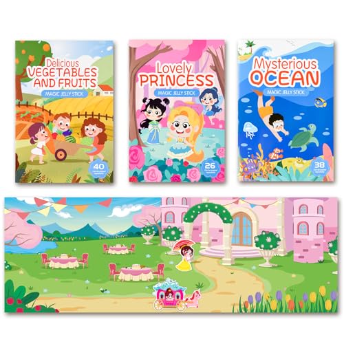 GOGOLAN Wiederverwendbare Sticker Bücher 110 Pcs Sticker, 3D Sticker Szenen Buch Flugzeug Aktivitäten, pädagogische Lernspielzeug Geschenke für Alter Jahr alt Jungen Mädchen Kleinkinder (3 Packs) von GOGOLAN