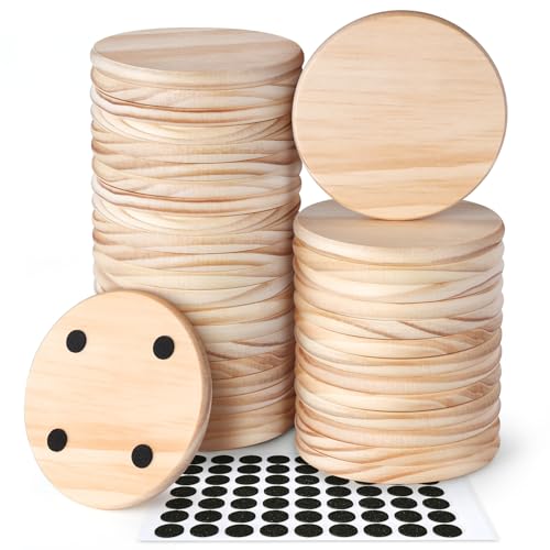 36 Stück unlackierte Holzuntersetzer, Massivholzplatte, GOH DODD 10,2 cm Holzrohlinge mit Fußpolstern für Handwerk, Lasergravur, Holzverbrennung, Färbung, Malerei, Decoupage Hochzeit, rund von GOH DODD