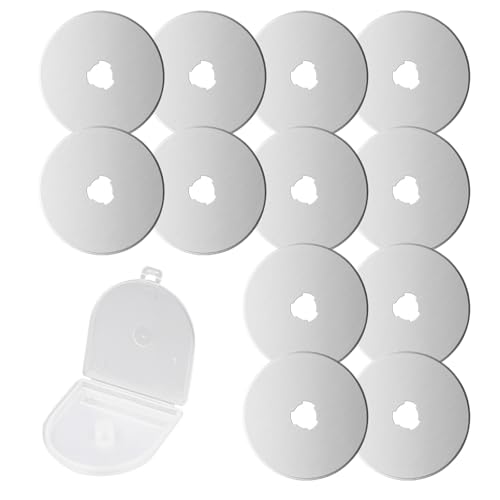 12 Stück Rundklingen-Cutter, 45mm Rollschneider Ersatz Klingen, mit Aufbewahrungskoffer, Edelstahl Klinge Rollschneider für Quilten, Papier, Stoff, Scrapbooking, Nähen, Stoffschneider 12 Stück Rundklingen-Cutter, 45mm Rollschneider Ersatz Klingen, mit Aufbewahrungskoffer, Edelstahl Klinge Rollschneider für Quilten, Papier, Stoff, Scrapbooking, Nähen, Stoffschneider von GOIEHIR