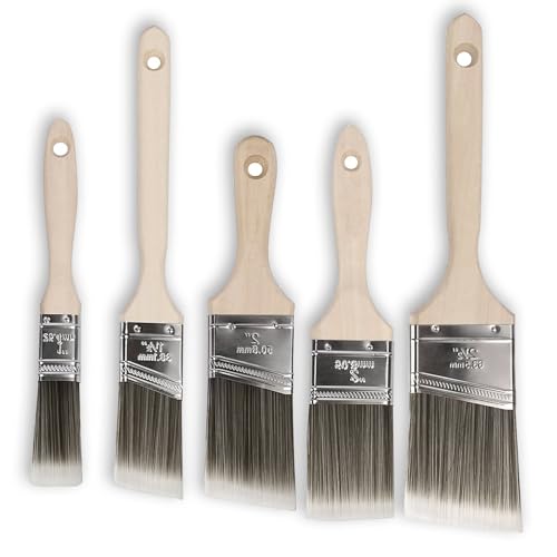 Flach Pinsel Set, 5 Stück Malerpinsel, Flachpinsel Lackpinsel Set mit Holzgriff, Pinselset Maler, für Möbel, Wandmalerei Flach Pinsel Set, 5 Stück Malerpinsel, Flachpinsel Lackpinsel Set mit Holzgriff, Pinselset Maler, für Möbel, Wandmalerei von GOIEHIR