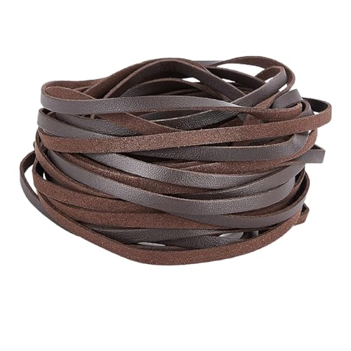 Flaches Lederband, 10 m x 5 mm Weiches Lederband, Lederriemen Flach, Lederbänder Flach für Armbänder Halskette Schmuckherstellung Stiefelspitze DIY Handwerk Werkzeugwerkstatt, Braun von GOIEHIR