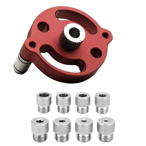 Holzbearbeitungs Bohrhilfe, Bohrlocher Mittenfinder, Vertikales Selbstzentrierendes, mit 3/4/5/6/7/8/9/10 mm Bohrbuchsen, Vertikale Dübelvorrichtung aus Aluminiumlegierung, Rot Holzbearbeitungs Bohrhilfe, Bohrlocher Mittenfinder, Vertikales Selbstzentrierendes, mit 3/4/5/6/7/8/9/10 mm Bohrbuchsen, Vertikale Dübelvorrichtung aus Aluminiumlegierung, Rot von GOIEHIR