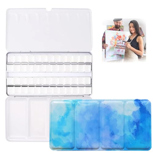 Leere Aquarellpalette, Palette Farbkasten mit 52 Pcs Hälfte Pfannen, Wassermalkasten, Großes Metall Box, für Aquarellfarbe, Gunst malerei, DIY Kunst, Blau Ferne Berge Leere Aquarellpalette, Palette Farbkasten mit 52 Pcs Hälfte Pfannen, Wassermalkasten, Großes Metall Box, für Aquarellfarbe, Gunst malerei, DIY Kunst, Blau Ferne Berge von GOIEHIR