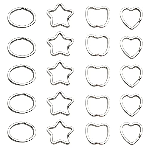GOIYZTTR Schlüsselringe,20 Stück Eisen Split Schlüsselanhänger Herz Apfel Oval Stern Form Schlüsselringe Set zum Ambachtelijke Produkte von GOIYZTTR