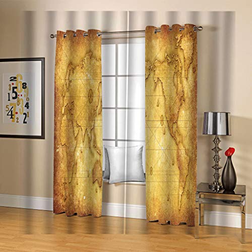 GOKSEL Gardinen 2 Stück x 140 B x 245cm H Karten Blickdichte Gardinen -Lichtundurchlässige Vorhänge mit Ösen für Schlafzimmer Kinderzimmer Geräuschreduzierung von GOKSEL