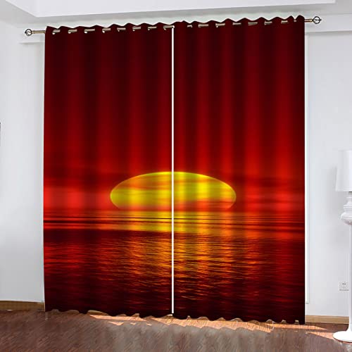 GOKSEL Gardinen 2 Stück x 140 B x 245cm H Sonne Meer Blickdichte Gardinen -Lichtundurchlässige Vorhänge mit Ösen für Schlafzimmer Kinderzimmer Geräuschreduzierung GOKSEL Gardinen 2 Stück x 140 B x 245cm H Sonne Meer Blickdichte Gardinen -Lichtundurchlässige Vorhänge mit Ösen für Schlafzimmer Kinderzimmer Geräuschreduzierung von GOKSEL