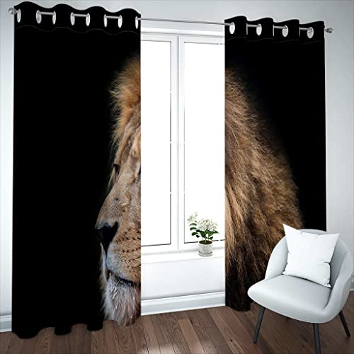 GOKSEL Vorhänge Blickdicht 2 Stück x 117 B x 138cm H Löwe Verdunklungsgardine mit Ösen für Wohnzimmer Schlafzimmer Kinderzimmer, Wärmeschutz & Geräuschreduzierung für Zimmer GOKSEL Vorhänge Blickdicht 2 Stück x 117 B x 138cm H Löwe Verdunklungsgardine mit Ösen für Wohnzimmer Schlafzimmer Kinderzimmer, Wärmeschutz & Geräuschreduzierung für Zimmer von GOKSEL