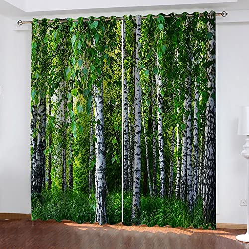 GOKSEL Vorhänge Blickdicht 2 Stück x 168 B x 229cm H Grüne weiße Birke Verdunklungsgardine mit Ösen für Wohnzimmer Schlafzimmer Kinderzimmer, Wärmeschutz & Geräuschreduzierung für Zimmer GOKSEL Vorhänge Blickdicht 2 Stück x 168 B x 229cm H Grüne weiße Birke Verdunklungsgardine mit Ösen für Wohnzimmer Schlafzimmer Kinderzimmer, Wärmeschutz & Geräuschreduzierung für Zimmer von GOKSEL