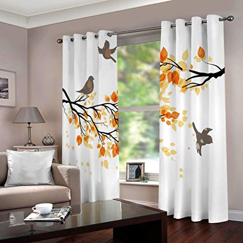 Gardinen 2 Stück x 110 B x 215cm H Großer Baum Vogel Blickdichte Gardinen -Lichtundurchlässige Vorhänge mit Ösen für Schlafzimmer Kinderzimmer Geräuschreduzierung Gardinen 2 Stück x 110 B x 215cm H Großer Baum Vogel Blickdichte Gardinen -Lichtundurchlässige Vorhänge mit Ösen für Schlafzimmer Kinderzimmer Geräuschreduzierung von GOKSEL