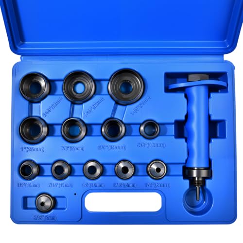 GOLD DEER Lochstanzer-Set mit Splintentreiber SAE und metrischem 3/16-1-3/8 Zoll & 5 mm-35 mm scharfem Hohllochstanzer-Set, Dichtung, Stanzer, Schaumstoffschneider, 14-teilig von GOLD DEER