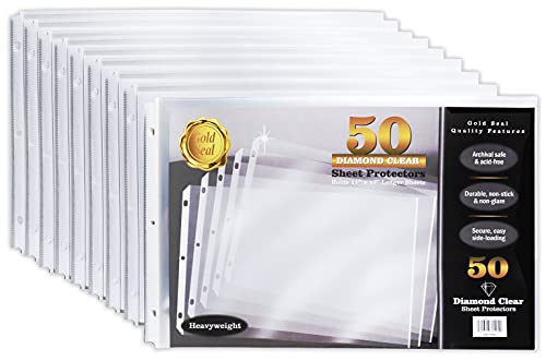 Gold Seal Schutzfolien für Blattbögen, 27,9 x 43,2 cm, transparent, mit 3 Löchern, 50 Stück Gold Seal Schutzfolien für Blattbögen, 27,9 x 43,2 cm, transparent, mit 3 Löchern, 50 Stück von GOLD SEAL