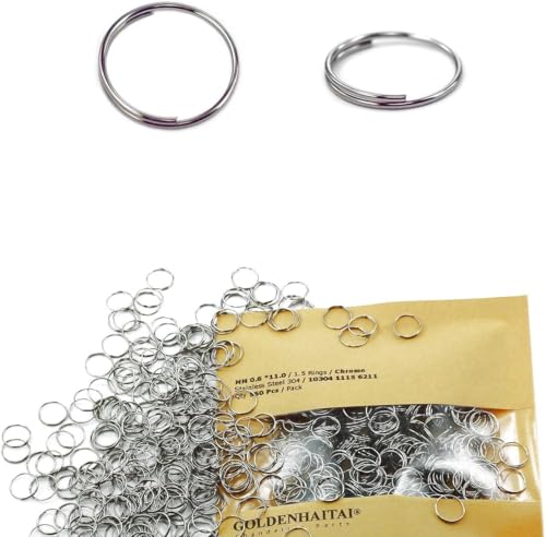 GOLDENHAITAI 550 Stück Edelstahl-Spaltringe, Kristall-Kronleuchter-Verbinder für Kristallvorhänge, Girlanden, DIY-Schmuckherstellung und Bastelideen (11 mm antik) von GOLDENHAITAI