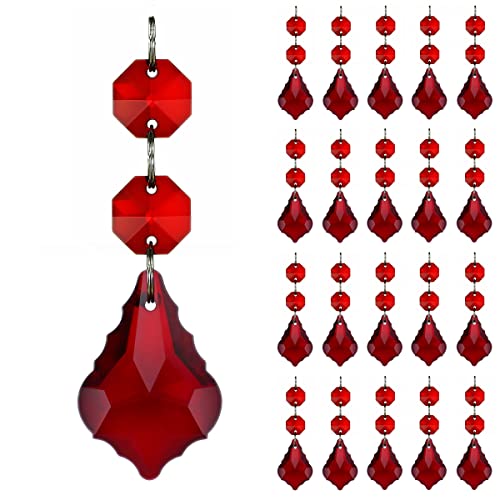 GOLDENHAITAI Kronleuchter-Kristalle, Ahornblatt-Prismen-Anhänger, verbundene Glasperlen, Kette für Kronleuchter, Dekoration, 38 mm, Rot, 20 Stück GOLDENHAITAI Kronleuchter-Kristalle, Ahornblatt-Prismen-Anhänger, verbundene Glasperlen, Kette für Kronleuchter, Dekoration, 38 mm, Rot, 20 Stück von GOLDENHAITAI