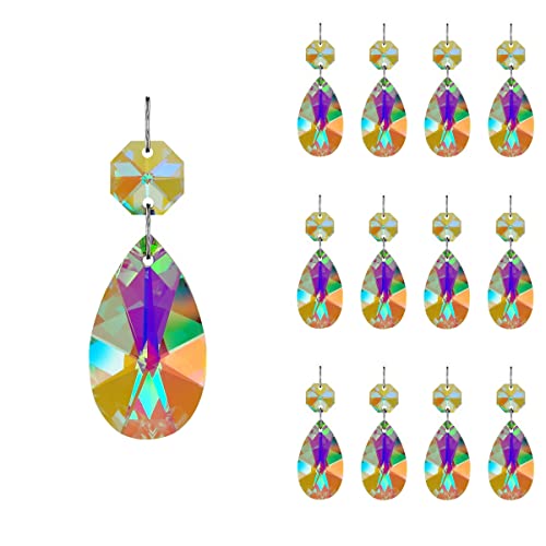 Goldhaitai Kristall-Kronleuchter-Prismen-Teile mit achteckigen Glasperlen, 38 mm, für Kronleuchter, Hochzeit, Party, Weihnachtsdekoration, 12 Stück von GOLDENHAITAI