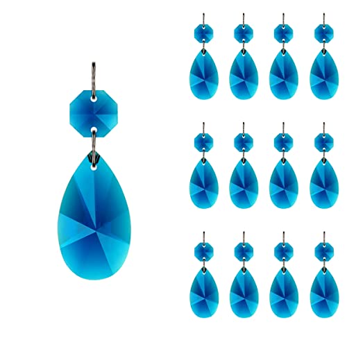 Goldhaitai Kristall-Kronleuchter-Prismen-Teile mit achteckigen Glasperlen, 38 mm, für Kronleuchter, Hochzeit, Party, Weihnachtsdekoration, Pfauenblau, 12 Stück Goldhaitai Kristall-Kronleuchter-Prismen-Teile mit achteckigen Glasperlen, 38 mm, für Kronleuchter, Hochzeit, Party, Weihnachtsdekoration, Pfauenblau, 12 Stück von GOLDENHAITAI