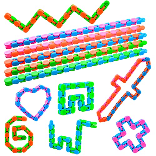 GOLDGE 10 Stück 24 Glieder Wacky Track Spielzeug, Schnapp- und Klick-Spielzeug, Fingerspielzeug, Angst, Stressabbau, mehrfarbig, Schlangenkette, Puzzle, Partygeschenke, Partytüten, Füllstoffe und GOLDGE 10 Stück 24 Glieder Wacky Track Spielzeug, Schnapp- und Klick-Spielzeug, Fingerspielzeug, Angst, Stressabbau, mehrfarbig, Schlangenkette, Puzzle, Partygeschenke, Partytüten, Füllstoffe und von GOLDGE
