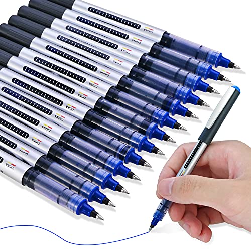 GOLDGE 13 Stück blaue Kugelschreiber, 0,5 mm, glatt, schnell trocknend, flüssige Tinte, glatt, für Schreibwaren, Zuhause, Büro von GOLDGE