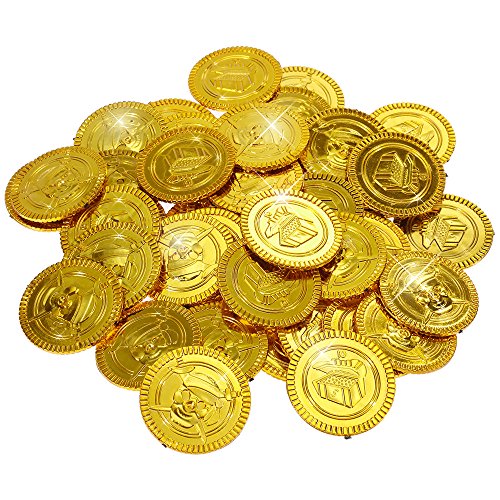 Goldge 50 Pcs Gold-Münzen Spielgeld für Kinder Spielzeug Mitgebsel mit Kindergeburtstag Kleine Geschenk für Party von Goldge