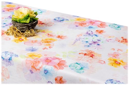 GOLDMAR Klassische Blumen-Tischdecke, Wasserabweisend, Fleckenresistente Schmutzabweisend Blumen - für Partys, Elegante Tisch Deko (100x100 cm, w018) von GOLDMAR