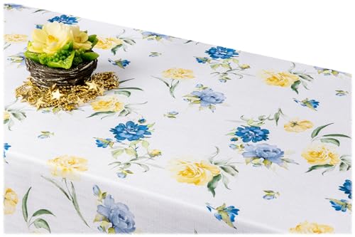 GOLDMAR Klassische Blumen-Tischdecke, Wasserabweisend, Fleckenresistente Schmutzabweisend Blumen - für Partys, Elegante Tisch Deko (140x220 cm, w028) von GOLDMAR