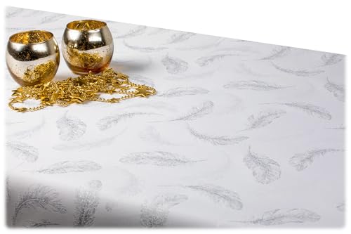 GOLDMAR Tischdecke Klassisch - Ganzjährig - Wasserfest - Fleckenresistent - Schmutzabweisend - Für Feiern - Elegante Tischdekoration - Universelles Design - SILBER-Muster-CR-10, 140x260 cm GOLDMAR Tischdecke Klassisch - Ganzjährig - Wasserfest - Fleckenresistent - Schmutzabweisend - Für Feiern - Elegante Tischdekoration - Universelles Design - SILBER-Muster-CR-10, 140x260 cm von GOLDMAR